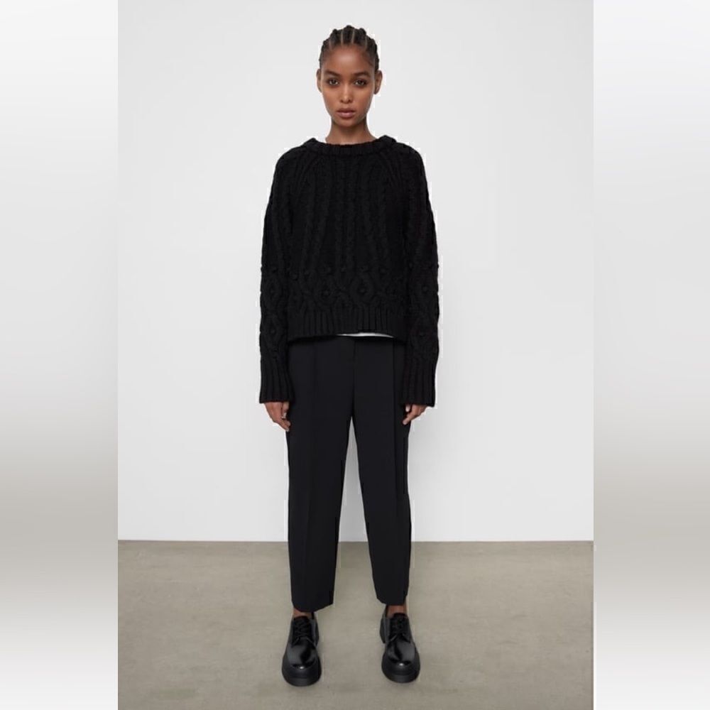 ZARA Flowy High Waisted Dress Pants Black L
